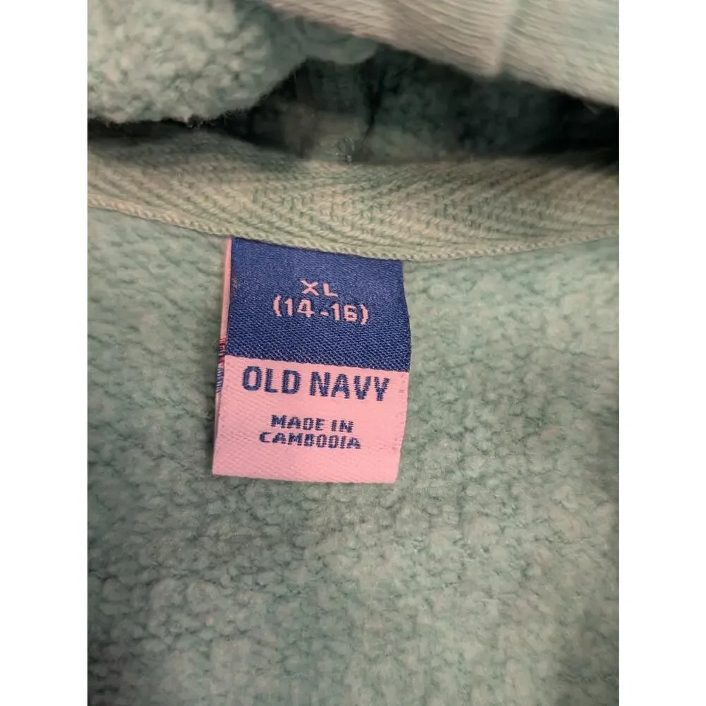 Old Navy Zip Up Hoodie, Seafoam Green, Kid's XL 14/16, EGU/LN